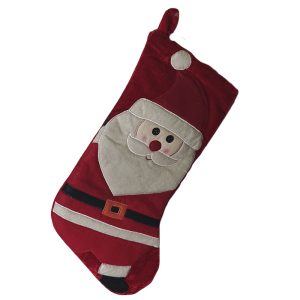 BOTA ROJA MUÑECO DE SANTA TERCIOPELO