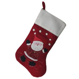 BOTA DE TERCIOPELO MUÑECO DE SANTA