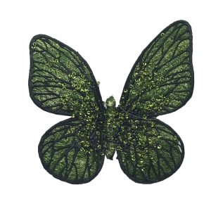 MARIPOSA VERDE CON LENTEJUELAS GANCHO