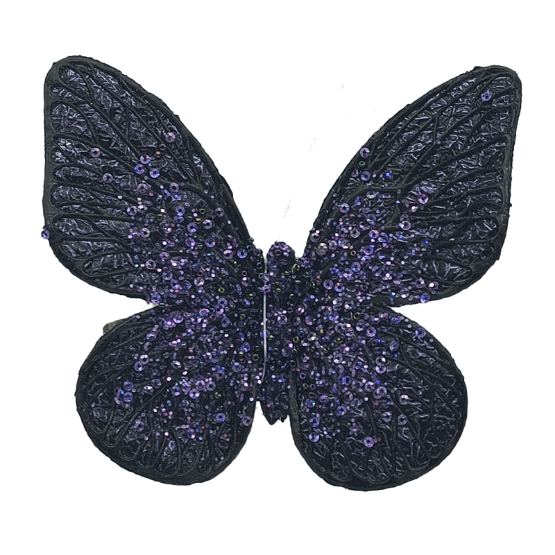 MARIPOSA MORADA CON LENTEJ GANCHO
