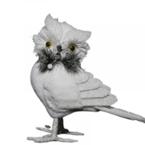 BUHO BLANCO DECORATIVO DE 33 CM