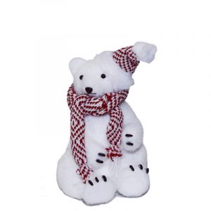PELUCHE OSO POLAR SENTADO ROJO 22 CM