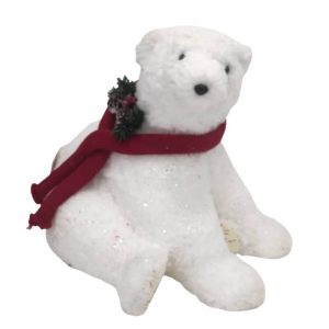 OSO BLANCO SENT C/BUF ROJA 35CM