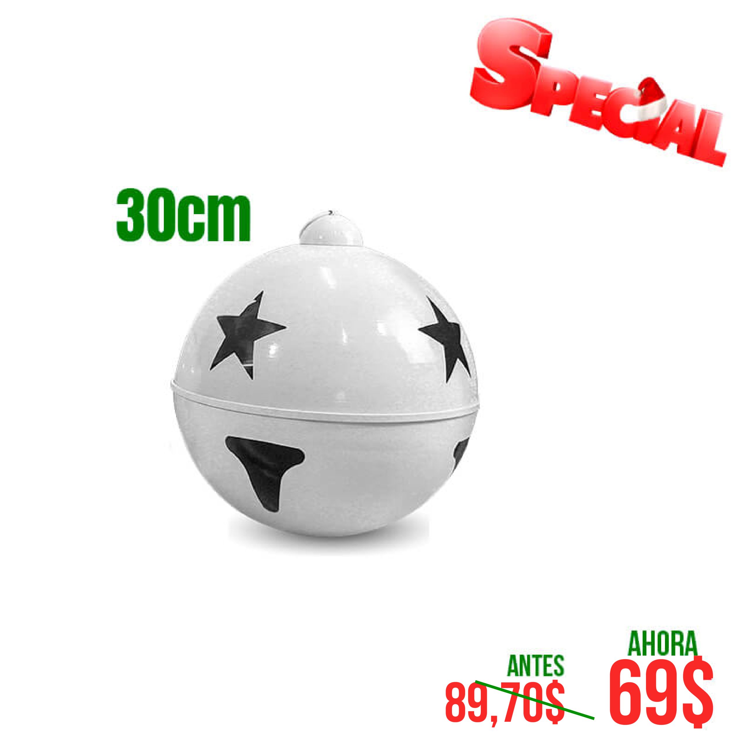 CASCABEL DE 30CM BLANCO BRILL 1 UND