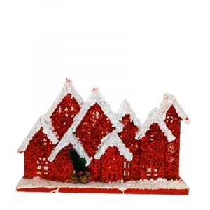 FACHADA CASA ROJA C/LUZ 21X37CM