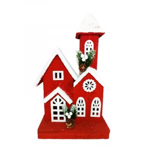 FACHADA CASA ROJA C/LUZ 18X41CM