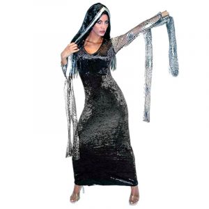 DISFRAZ DE MORTICIA ADULTA C/PELUCA