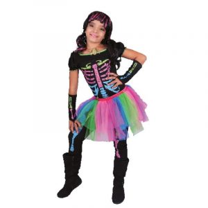 DISFRAZ DE CALAVERA MULTICOLOR NIÑA