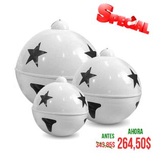 SET DE 3 CASCABELES 30,40,45CM BLAN BRILL