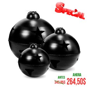 SET DE 3 CASCABELES 30,40,45CM NEGR BRILL