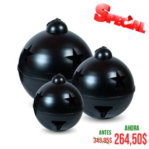 SET DE 3 CASCABELES 30,40,45CM NEGR MATE