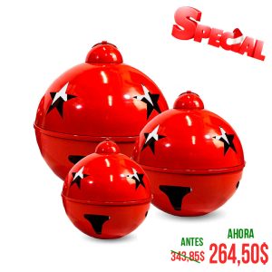 SET DE 3 CASCABELES 30,40,45CM ROJO BRILL