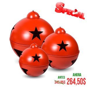 SET DE 3 CASCABELES 30,40,45CM ROJO MATE
