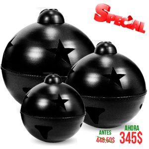 SET DE 3 CASCABELES 40,50,60CM NEGR BRILL