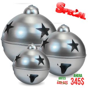 SET DE 3 CASCABELES 40,50,60CM PLATA BRILL