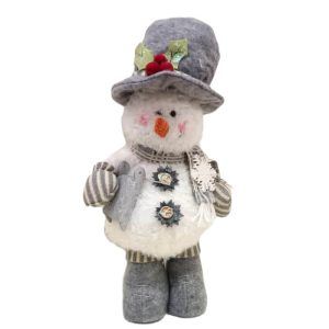 PELUCHE SNOWMAN BLAN/GRIS 3MOD 44CM 