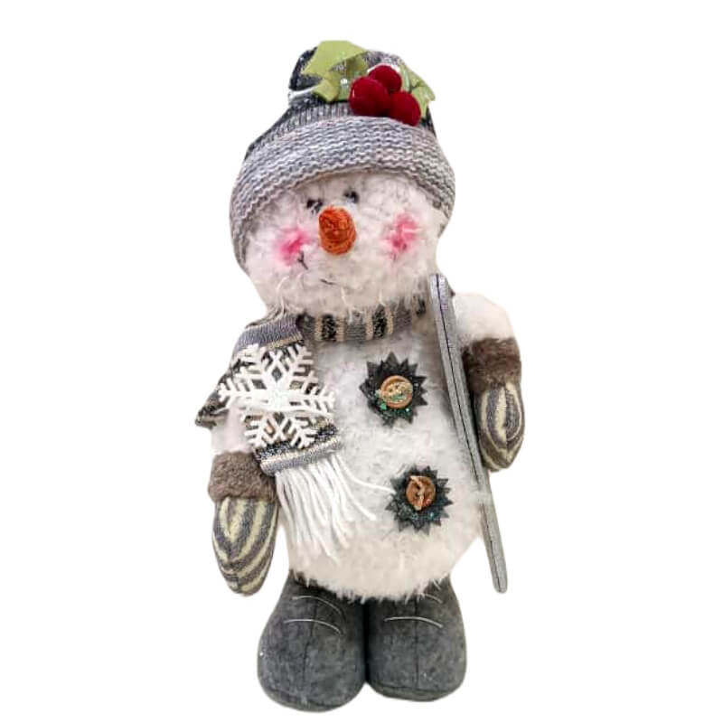PELUCHE SNOWMAN BLAN/GRIS 3MOD 44CM