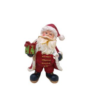 SANTA DE RESINA CON REGALO 17 CM